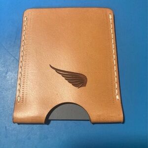 Slim Irish CarveOn Card Holder Wallet Veg Tan Leather W.E initials
